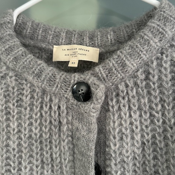Sezane emile cardigan in mottled grey - Picture 2 of 4